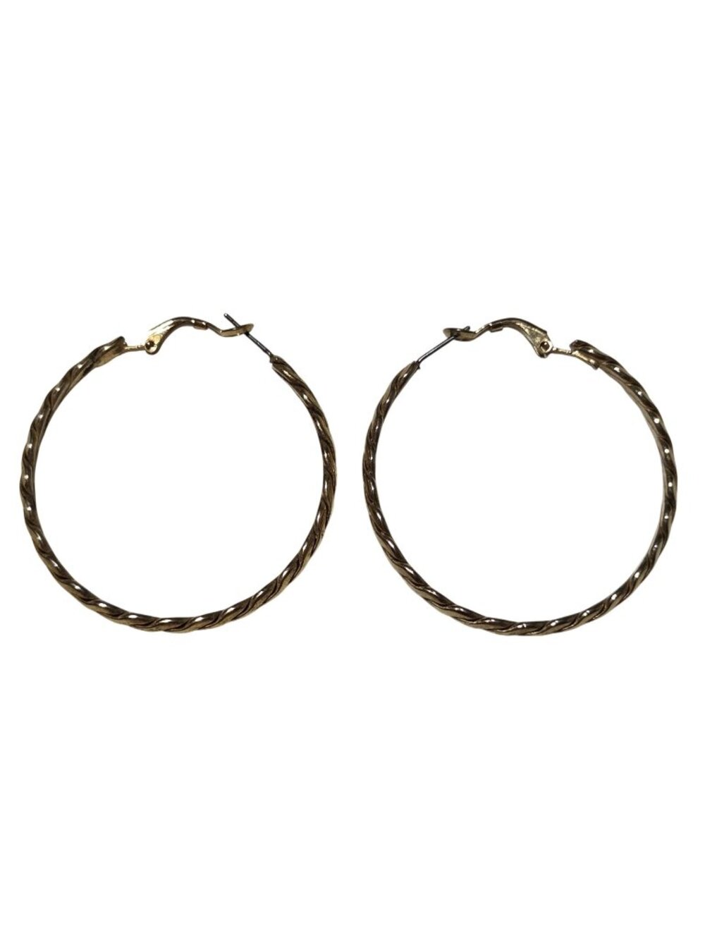 Vintage Twisted Hoop Earrings Gold Tone Classic Minimalist Retro Fashion Jewelry
